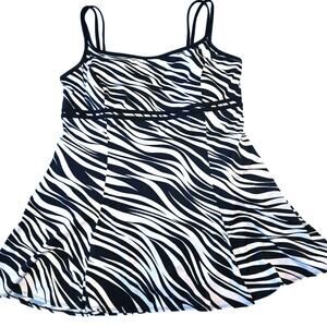 GREAT LENGTHS SWIM Black White Zebra Print Swim Dress Size 20